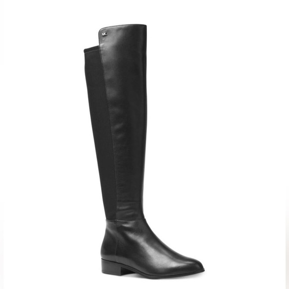 MICHAEL KORS Womens Black Round Toe Stacked Heel Zip-up Leather Boots Shoes 5.5 - Picture 1 of 16